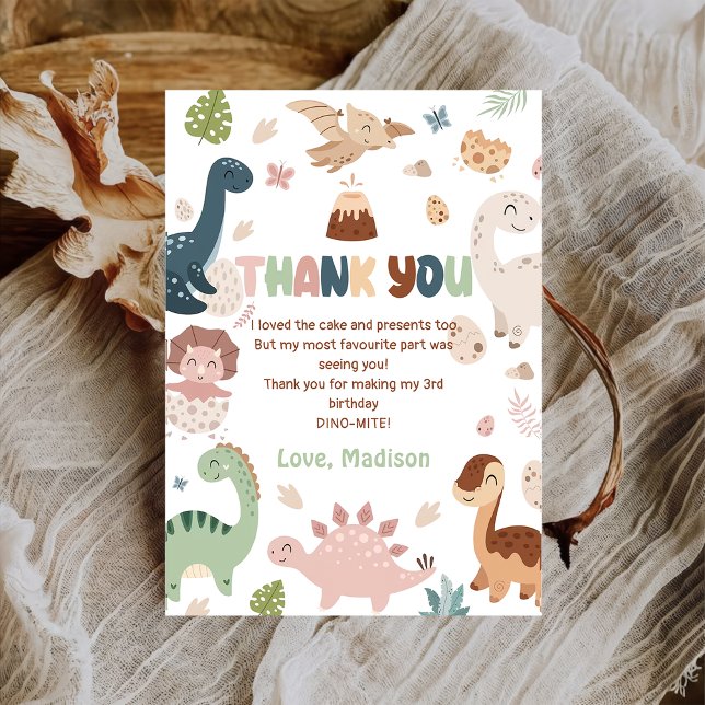 Dinosaur T-Rex Boy Birthday Thank You Card (Creator Uploaded)