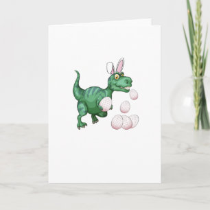 Dinosaur T-Rex Bunny Funny Easter Egg Holiday Card