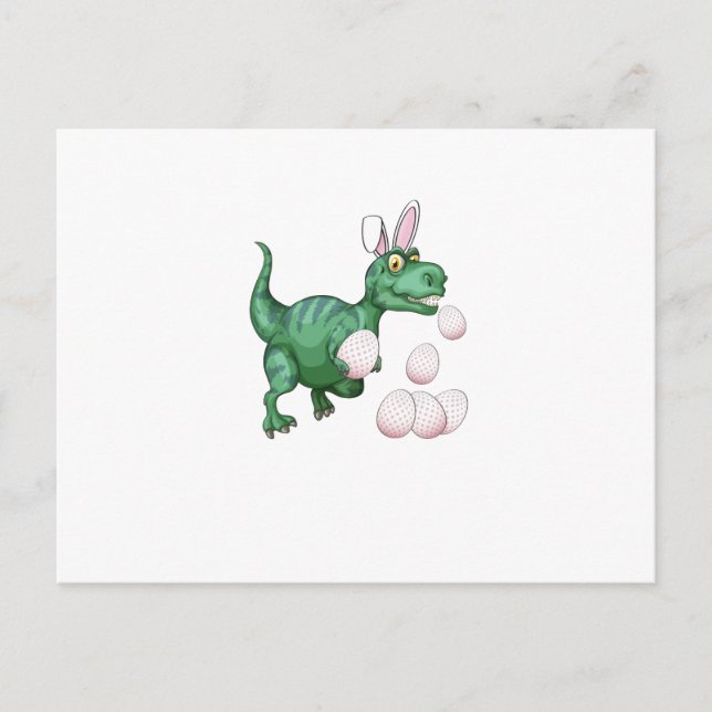 Dinosaur T-Rex Bunny Funny Easter Egg Holiday Postcard (Front)