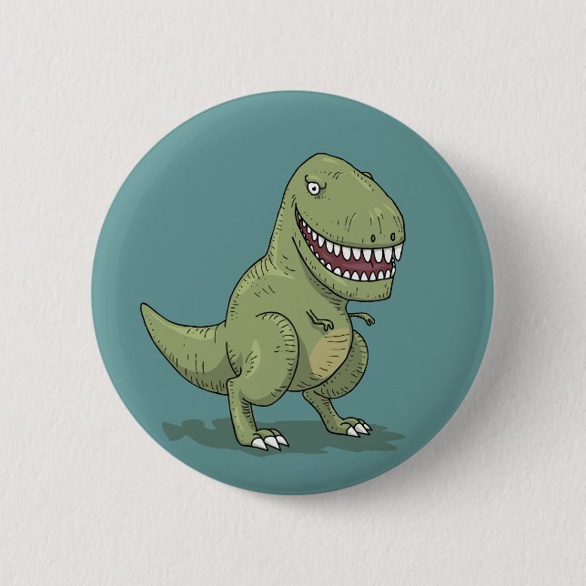 Dinosaur T Rex Cartoon 6 Cm Round Badge (Front)