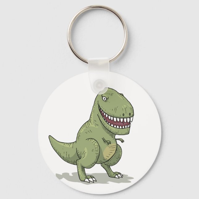 Dinosaur T Rex Cartoon Key Ring (Front)
