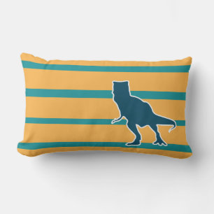 Dinosaur T-rex cartoon yellow blue Lumbar Cushion