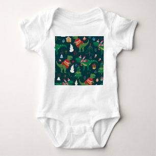Dinosaur T-Rex: Christmas New Year. Baby Bodysuit