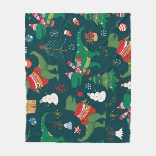 Dinosaur T-Rex: Christmas New Year. Fleece Blanket