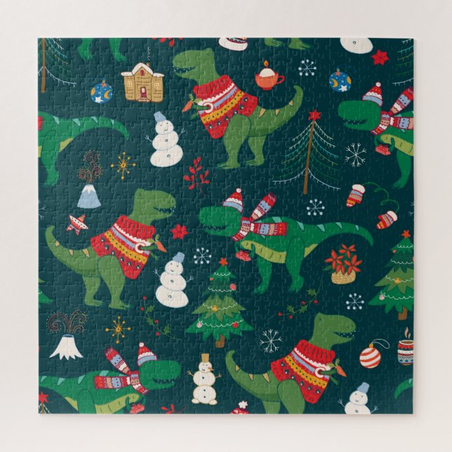 Dinosaur T-Rex: Christmas New Year. Jigsaw Puzzle (Vertical)