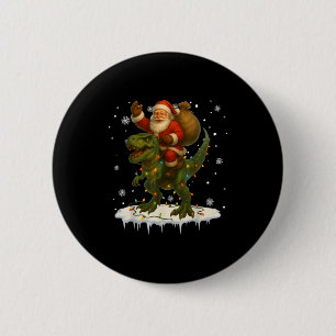 Dinosaur T Rex Christmas Santa Boys Men Girls Xmas 6 Cm Round Badge