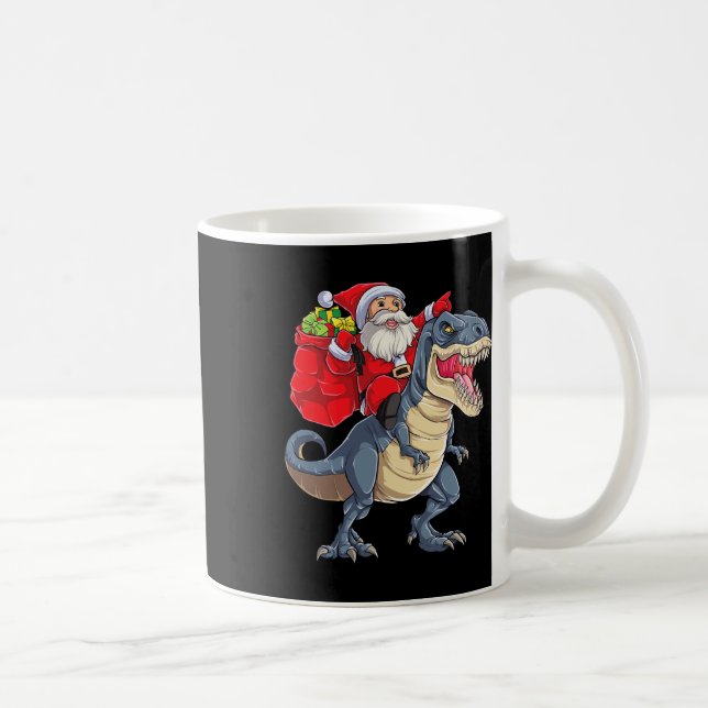 Dinosaur T Rex Christmas Santa Boys Men Girls Xmas Coffee Mug (Right)