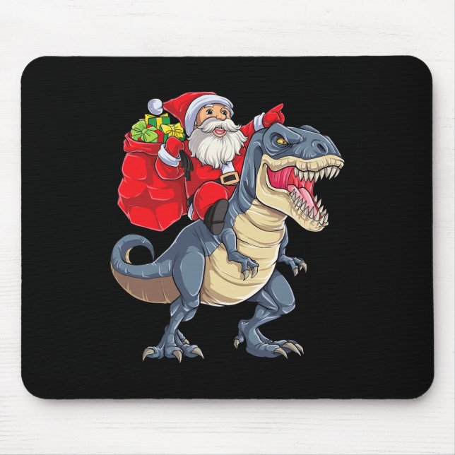 Dinosaur T Rex Christmas Santa Boys Men Girls Xmas Mouse Pad (Front)