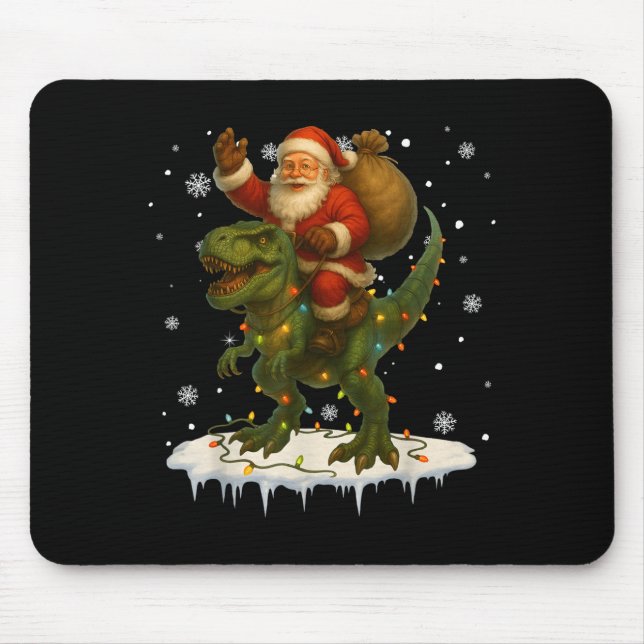 Dinosaur T Rex Christmas Santa Boys Men Girls Xmas Mouse Pad (Front)