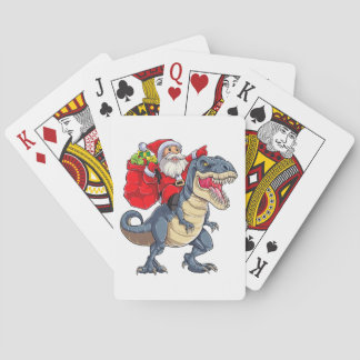 Dinosaur T rex Christmas Santa Boys Men Girls Xmas Playing Cards