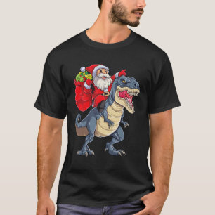 Dinosaur T Rex Christmas Santa Boys Men Girls Xmas T-Shirt