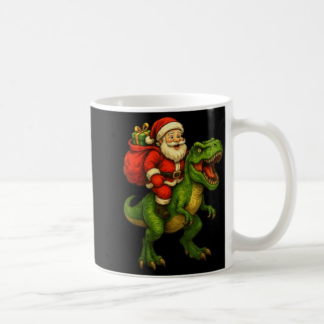 Dinosaur T Rex Christmas Santa Dinosaur Xmas Boys  Coffee Mug (Right)