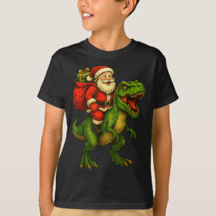 Dinosaur T Rex Christmas Santa Dinosaur Xmas Boys  T-Shirt