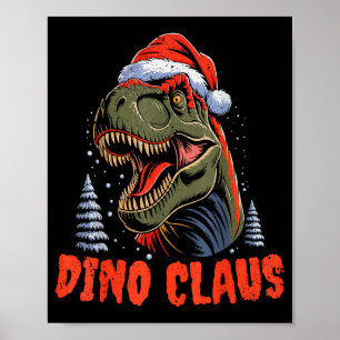 Dinosaur T-rex Christmas Tree Dino Claus Pajamas X Poster
