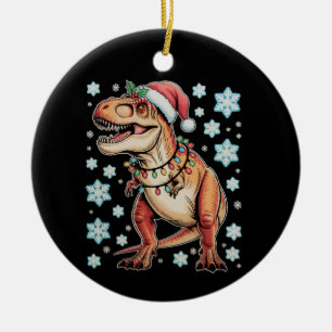 Dinosaur T Rex Christmas Xmas Holiday Season Ceramic Ornament