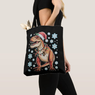 Dinosaur T Rex Christmas Xmas Holiday Season Tote Bag