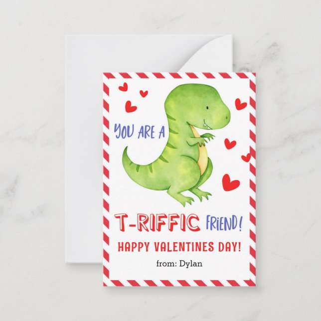 Dinosaur T-Rex Class Mini Valentine Card for Kids (Front)