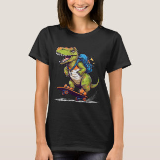 Dinosaur T Rex Cool Skateboarding Dinosaur Skater T-Shirt