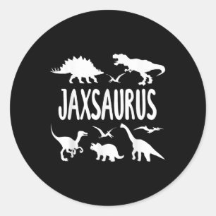 Dinosaur T Rex Dino Jax Jaxsaurus Boys Name  Classic Round Sticker