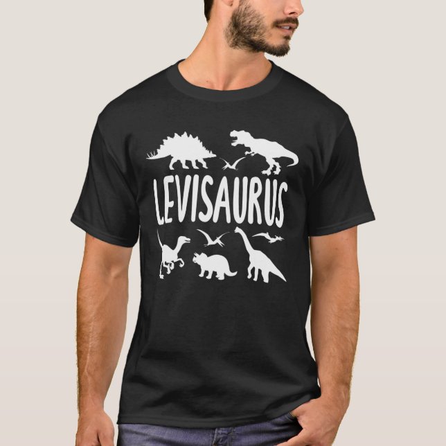 Dinosaur T Rex Dino Levi Levisaurus Boys Name T-Shirt (Front)