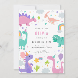 Dinosaur T-Rex Dino Party Kids Birthday Invitation