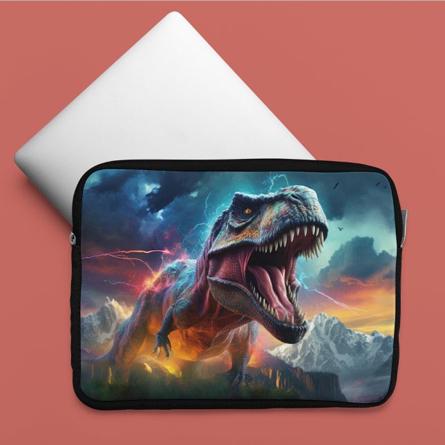 Dinosaur T-Rex Dino Stormy Mountains Laptop Sleeve (Creator Uploaded)