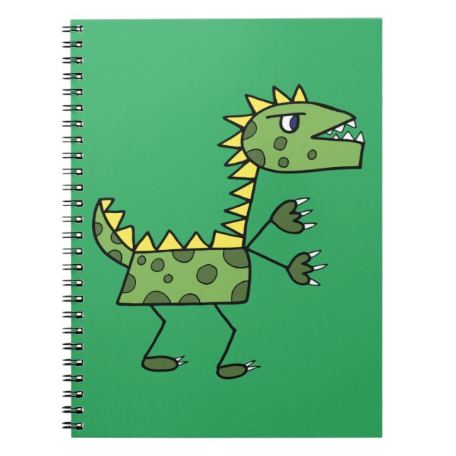 dinosaur t-rex drawing cartoon notebook (Front)