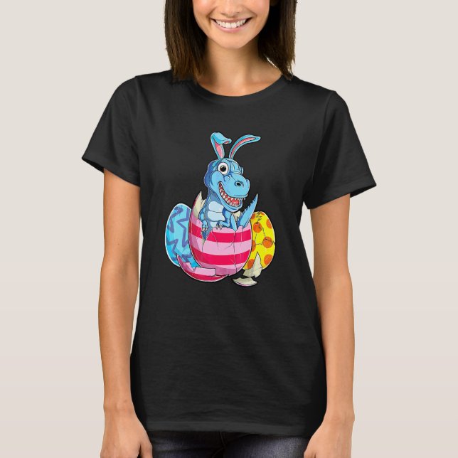 Dinosaur T Rex Easter Bunny Eggs Ears Funny Boys G T-Shirt (Front)