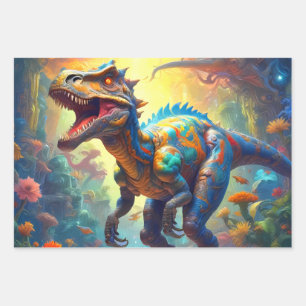 Dinosaur T-Rex Fantasy World  Wrapping Paper Sheet