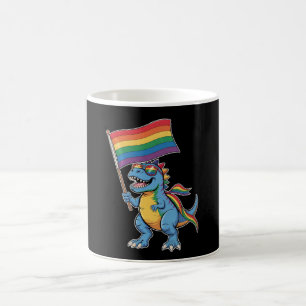 Dinosaur T Rex Gay Pride LGBTQ Ally Rainbow Flag Coffee Mug