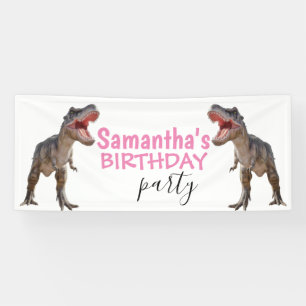 Dinosaur T rex Girl Pink  Banner