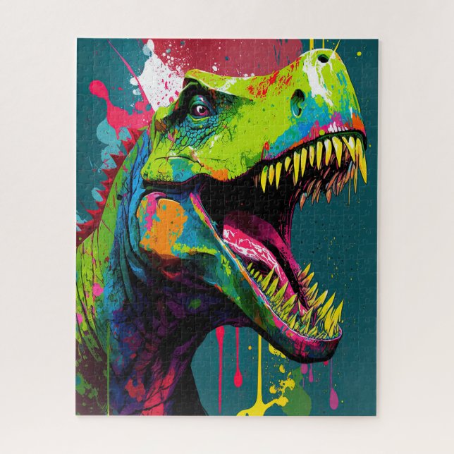 Dinosaur T Rex  Green Jurassic  Jigsaw Puzzle (Vertical)