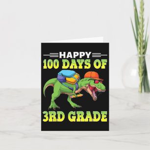 Dinosaur T Rex Happy 100 Days Of 3rd Grade 100th D Card