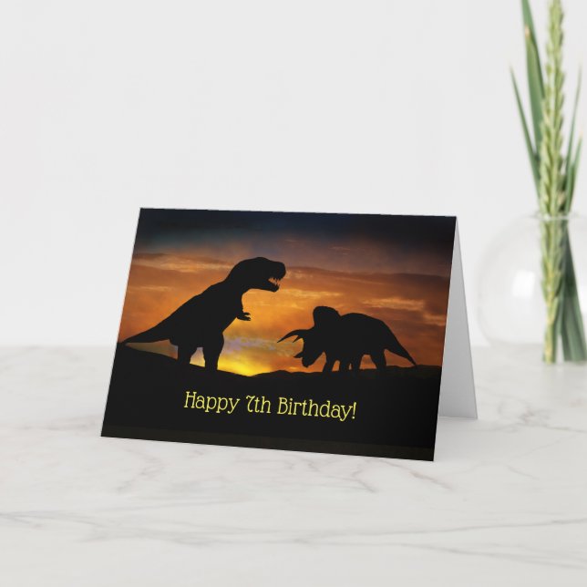 Dinosaur T Rex Happy 7th Birthday Card (Front)
