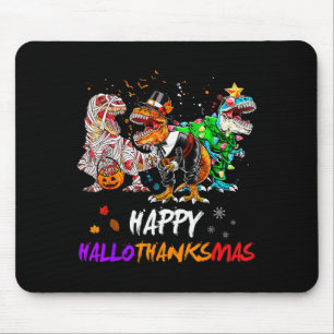 Dinosaur T Rex Happy Hallothanksmas Halloween Kids Mouse Pad