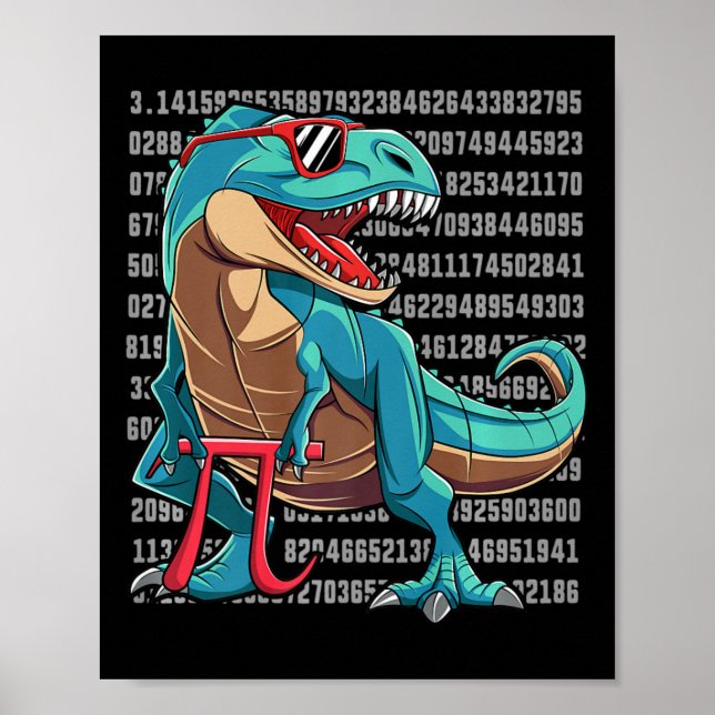 Dinosaur T Rex Happy Pi Day Funny Math Nerd Gift P Poster (Front)