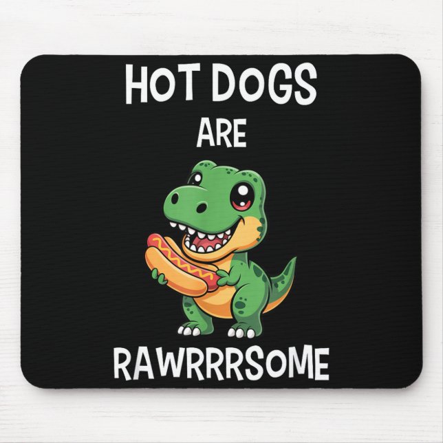 Dinosaur T Rex Hot Dog Shirt Funny Hot Dogs Are Ra Mouse Pad (Front)