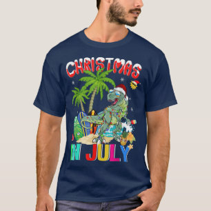 Dinosaur T-Rex in Santa Hat Sunglasses Christmas I T-Shirt
