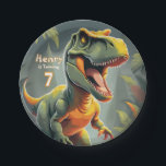Dinosaur T Rex Jurassic Kid's Birthday Paper Plate<br><div class="desc">Is your child currently fascinated with dinosaurs? If so,  this T-Rex design will be a roaring success at their birthday celebration. Use the design tool to easily personalise it with your child's name and age.
generativecontent</div>
