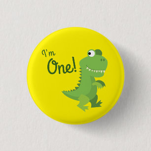 Dinosaur T-rex Kids 1st Birthday Dino Party 3 Cm Round Badge