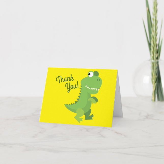 Dinosaur T-rex Kids 1st Birthday Dino Party Card (Front)