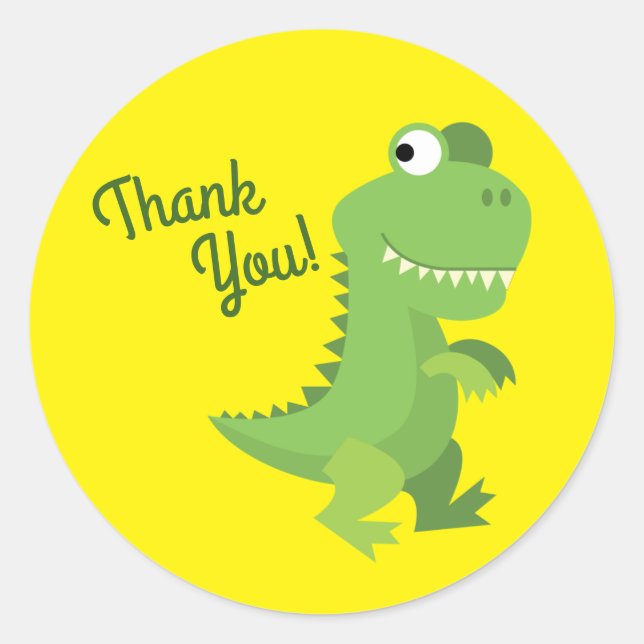 Dinosaur T-rex Kids 1st Birthday Dino Party Classic Round Sticker (Front)