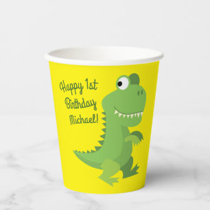 Dinosaur T-rex Kids 1st Birthday Dino Party Paper Cups