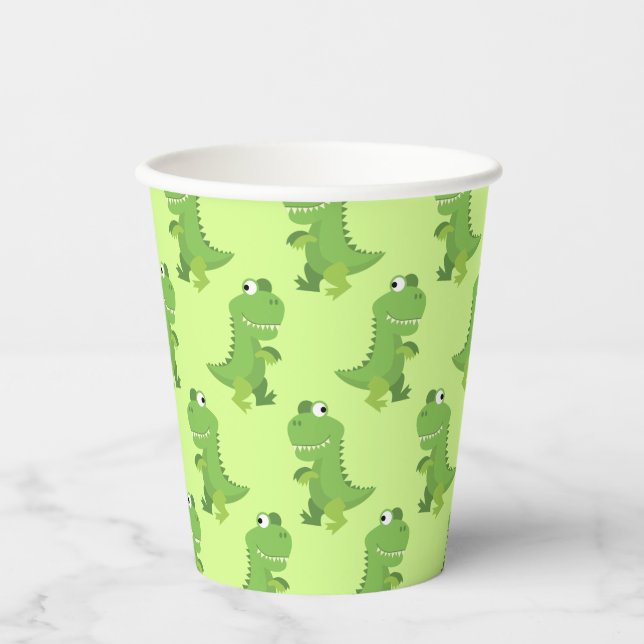 Dinosaur T-rex Kids 1st Birthday Dino Party Paper Cups (Front)