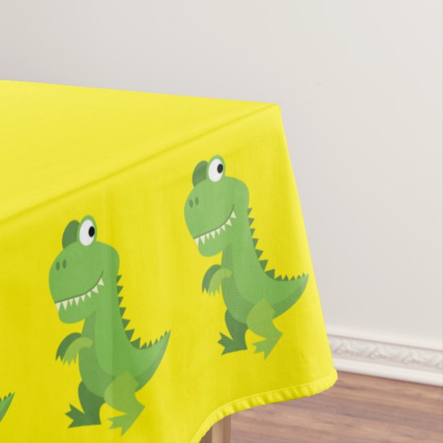 Dinosaur T-rex Kids 1st Birthday Dino Party Tablecloth (In Situ)