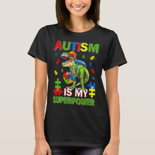 Dinosaur T-rex Kids Autism Is My Superpower Autism T-Shirt