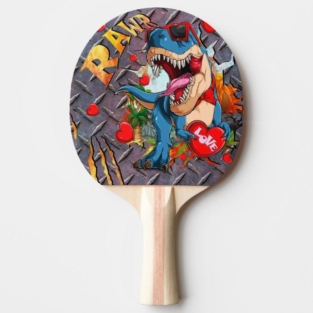 Dinosaur T Rex Love Ping Pong Paddle (Front)
