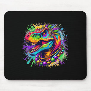 Dinosaur T Rex Mardi Gras Louisiana Carnival Colou Mouse Pad