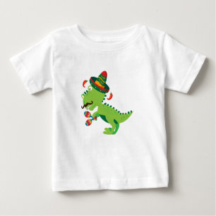 Dinosaur T-Rex Mexican Cinco De Mayo Kids Boys Baby T-Shirt
