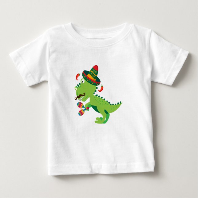 Dinosaur T-Rex Mexican Cinco De Mayo Kids Boys Baby T-Shirt (Front)